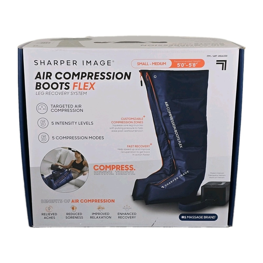 Sharper Image Air Compression Boots Flex Leg Recovery System Small/Medium